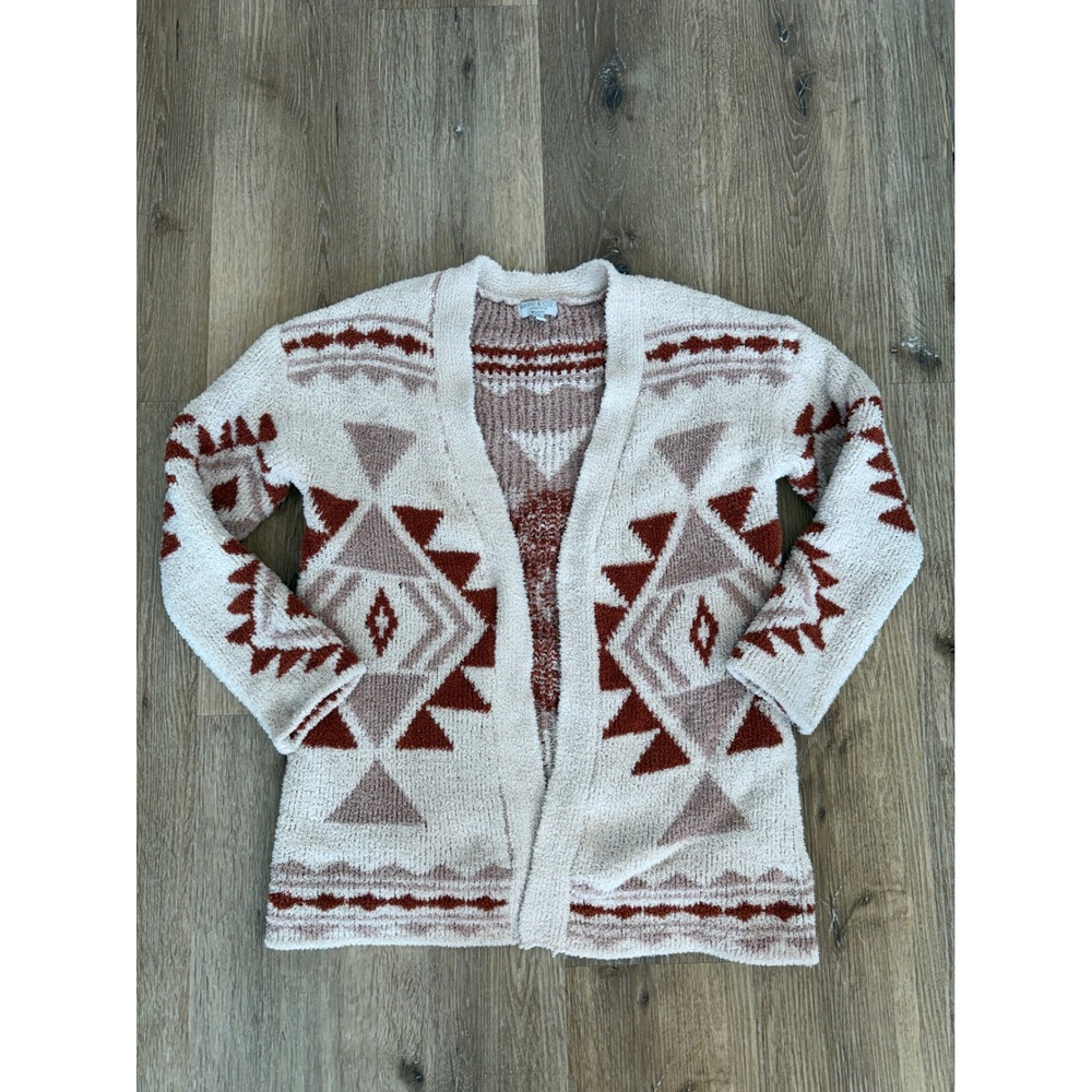 Warm & Cozy Boho Festival Southwestern Geometric Cardigan Womens S Cream Rust